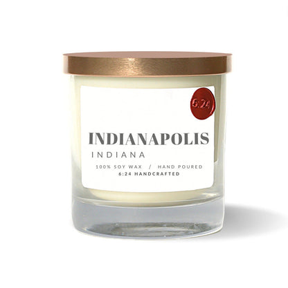Indianapolis, Indiana soy candle made by 6:24 Handcrafted