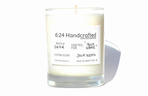 Customizable candle from 6:24 Handcrafted