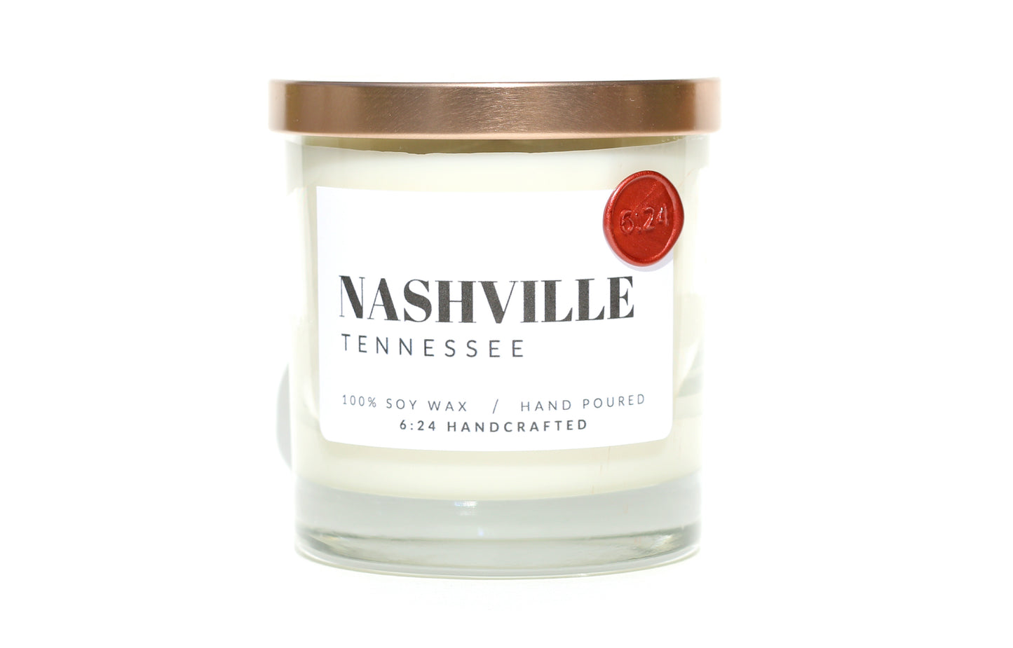 Nashville, Tennessee candle with woodsmoke, honey, and leather