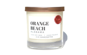Orange Beach, Alabama candle from 6:24 that smells of coconuts and oranges.